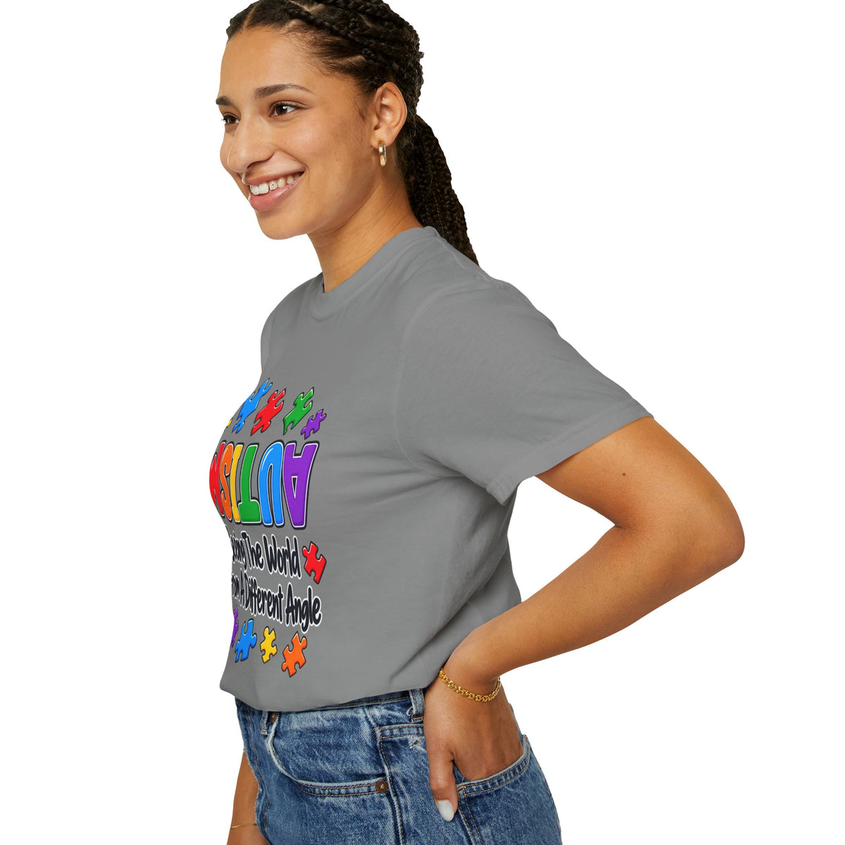 Autism Awareness T-Shirt — "Seeing the World From a Different Angle" Puzzle Design