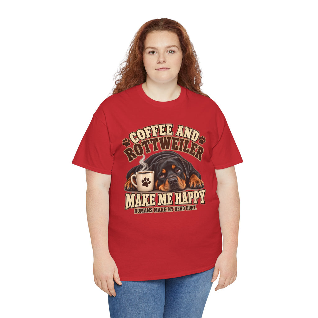 Coffee and Rottweiler Tee — "Coffee and Rottweiler Make Me Happy" Dog Lover Shirt