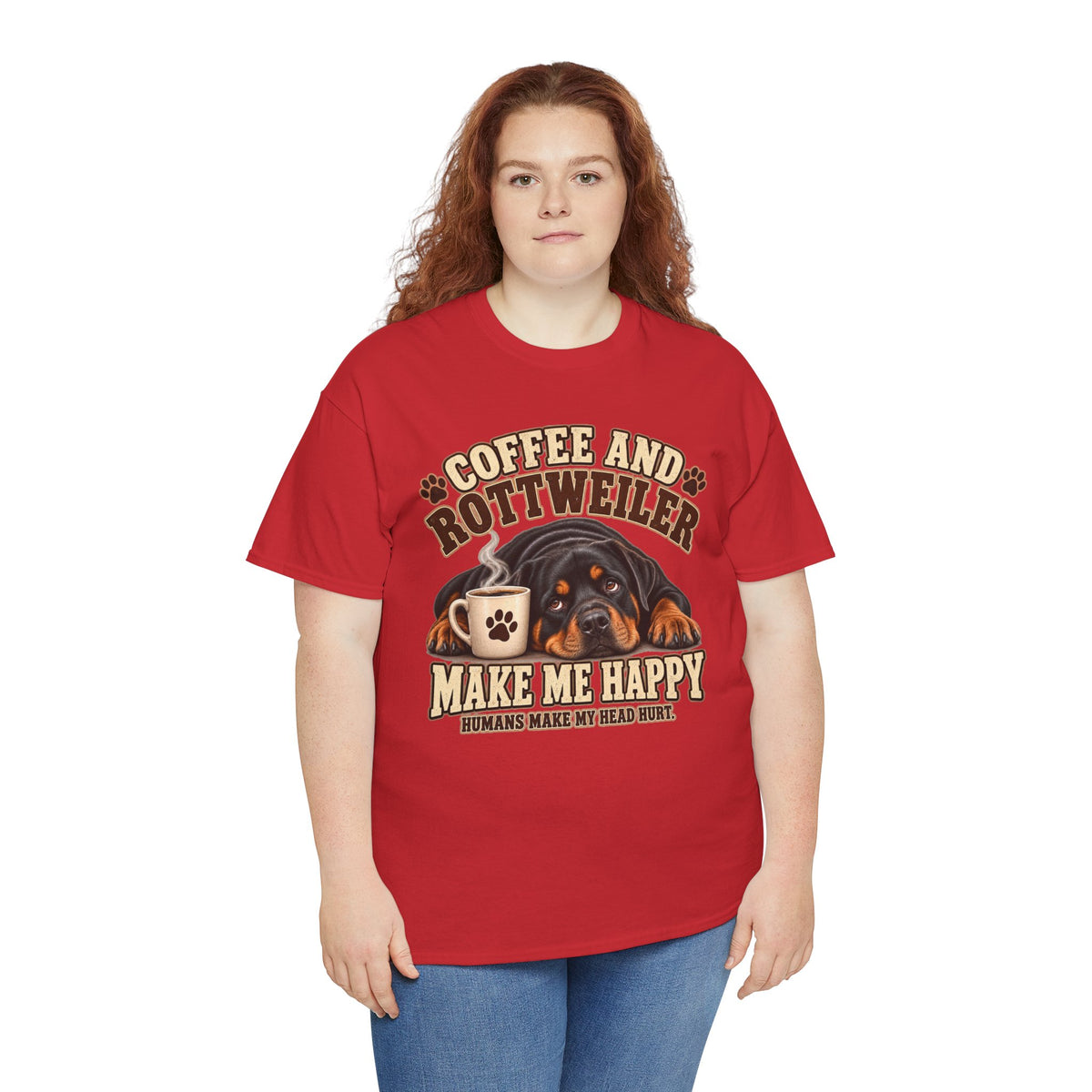 Coffee and Rottweiler Tee — "Coffee and Rottweiler Make Me Happy" Dog Lover Shirt