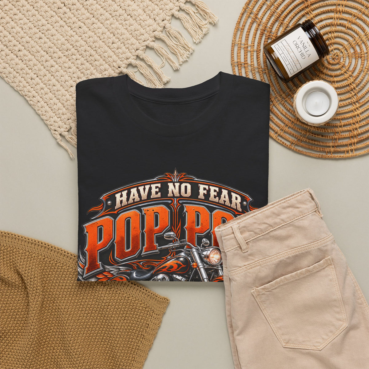 Pop Pop Is Here Motorcycle Dad T-Shirt