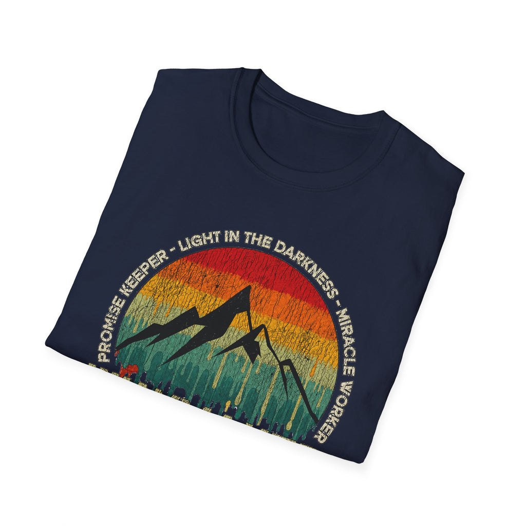 Waymaker Mountain T-Shirt — “Promise Keeper, Light in the Darkness” Christian Graphic Tee