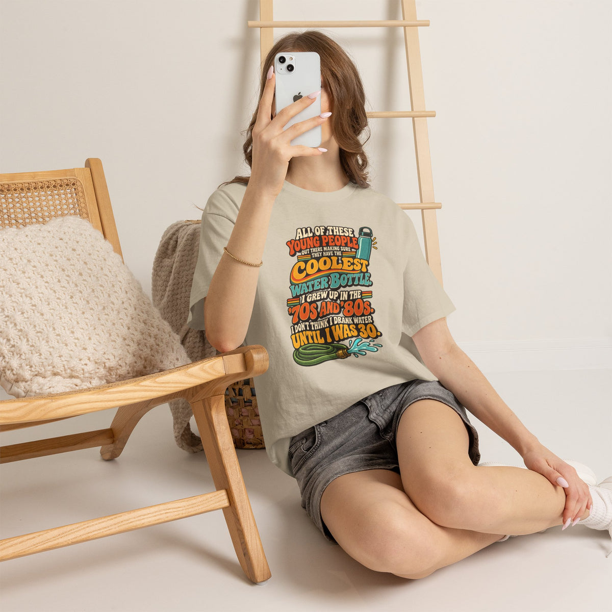 Retro 70s-80s Funny Water Bottle Tee — "Coolest Water Bottle" Graphic T-Shirt