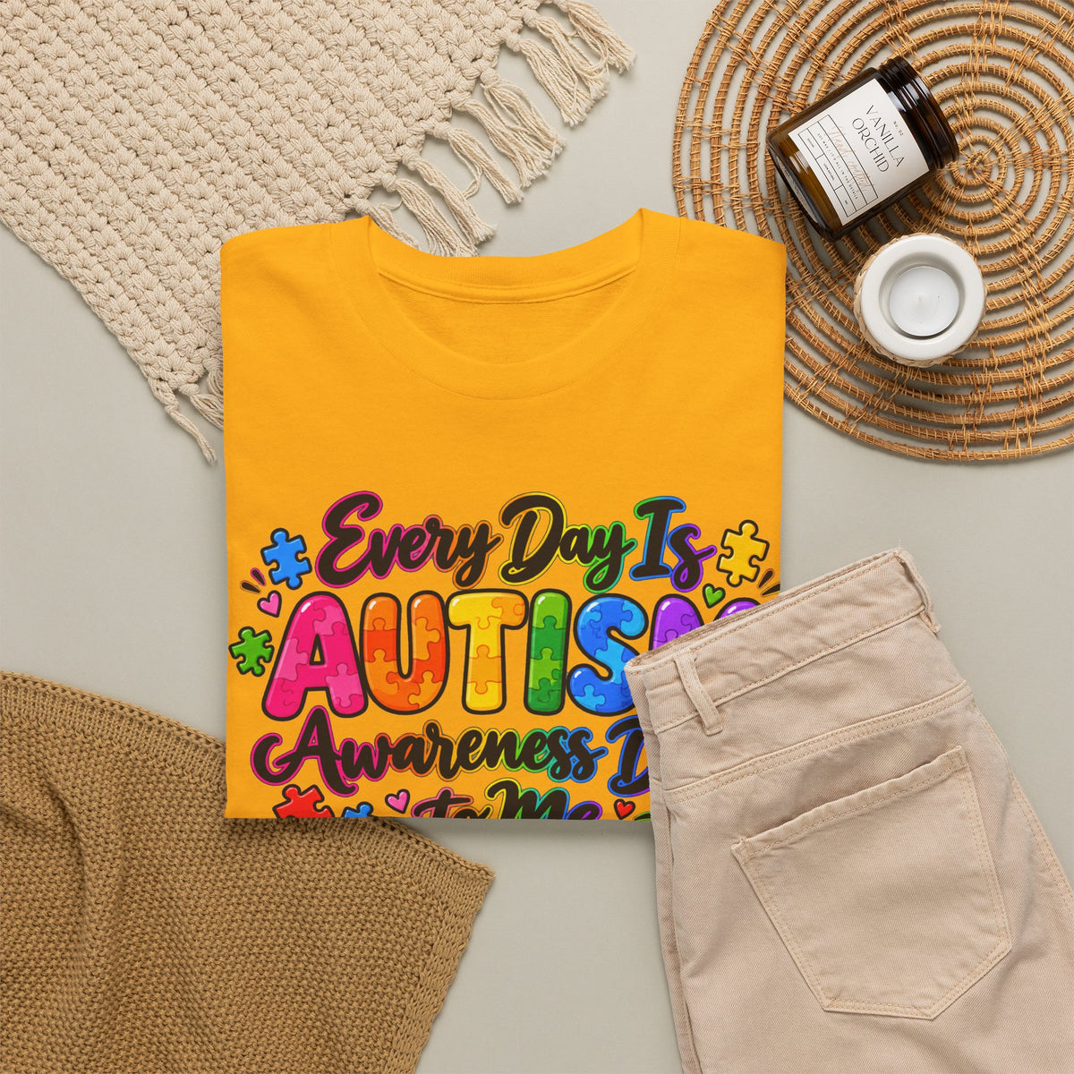Autism Awareness T-Shirt — "Every Day Is Autism Awareness Day to Me" Colorful Puzzle Tee