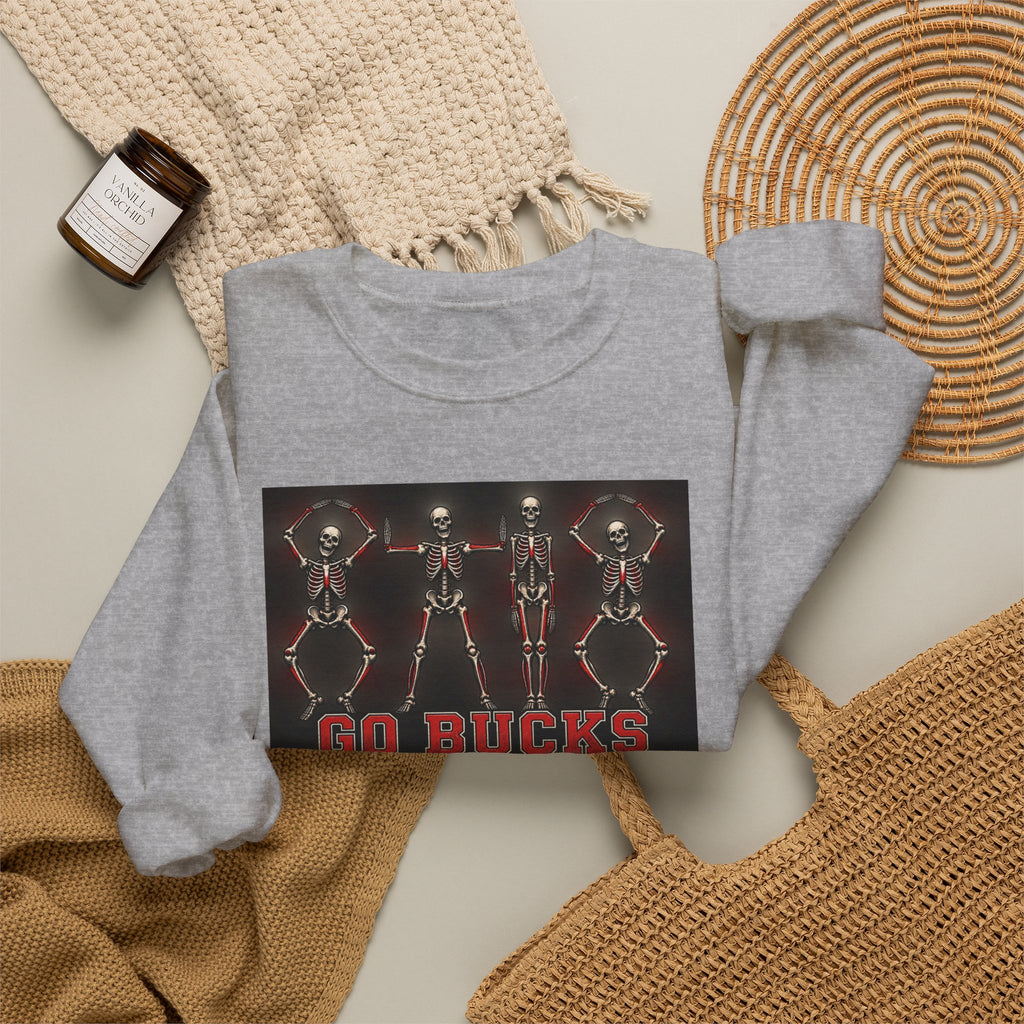 Crewneck Sweatshirt — 'Go Bucks' Dance Skeletons Graphic