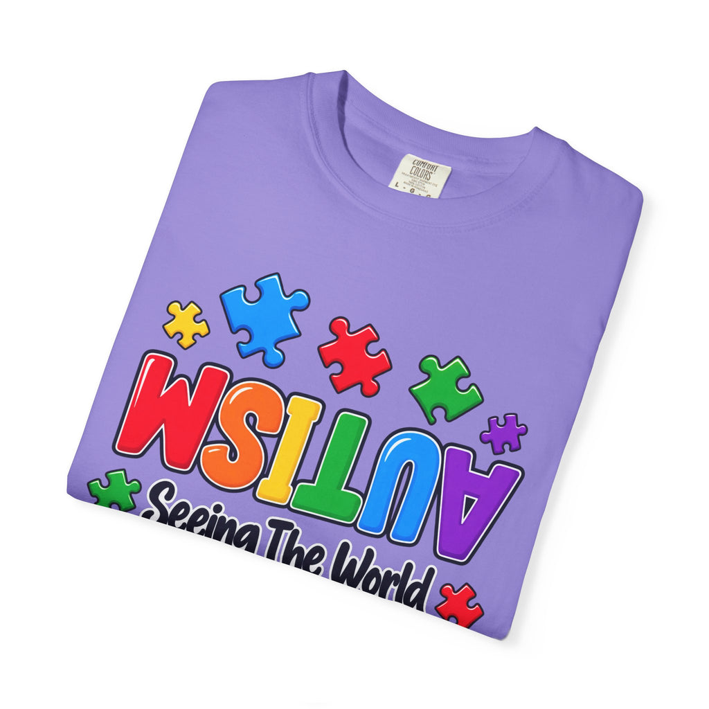 Autism Awareness T-Shirt — "Seeing the World From a Different Angle" Puzzle Design