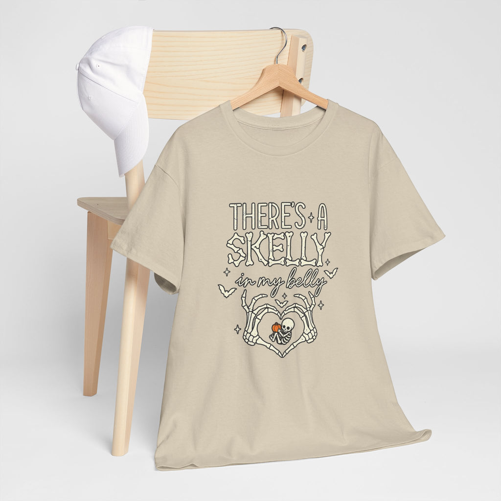 Skeleton Heart T‑Shirt — "There's a Skelly in My Belly" Cute Halloween Tee
