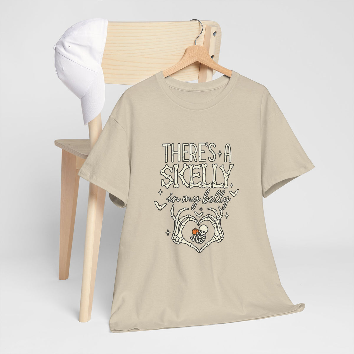 Skeleton Heart T‑Shirt — "There's a Skelly in My Belly" Cute Halloween Tee