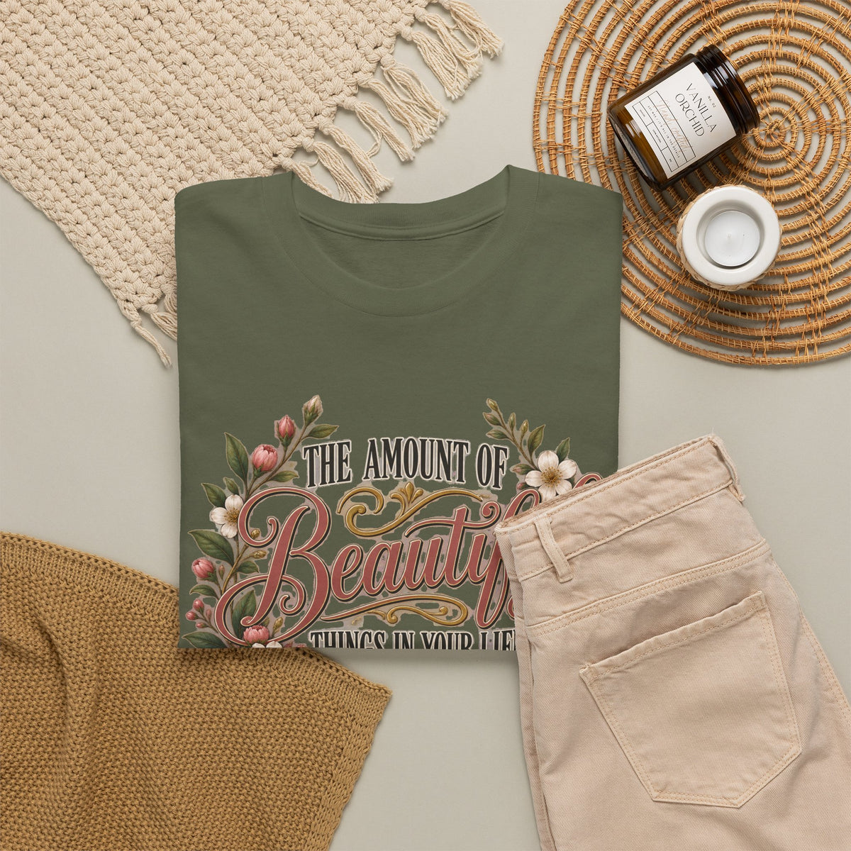 Inspirational Floral Tee — "The Amount Of Beautiful Things…Depends On Your Ability To Notice Them"