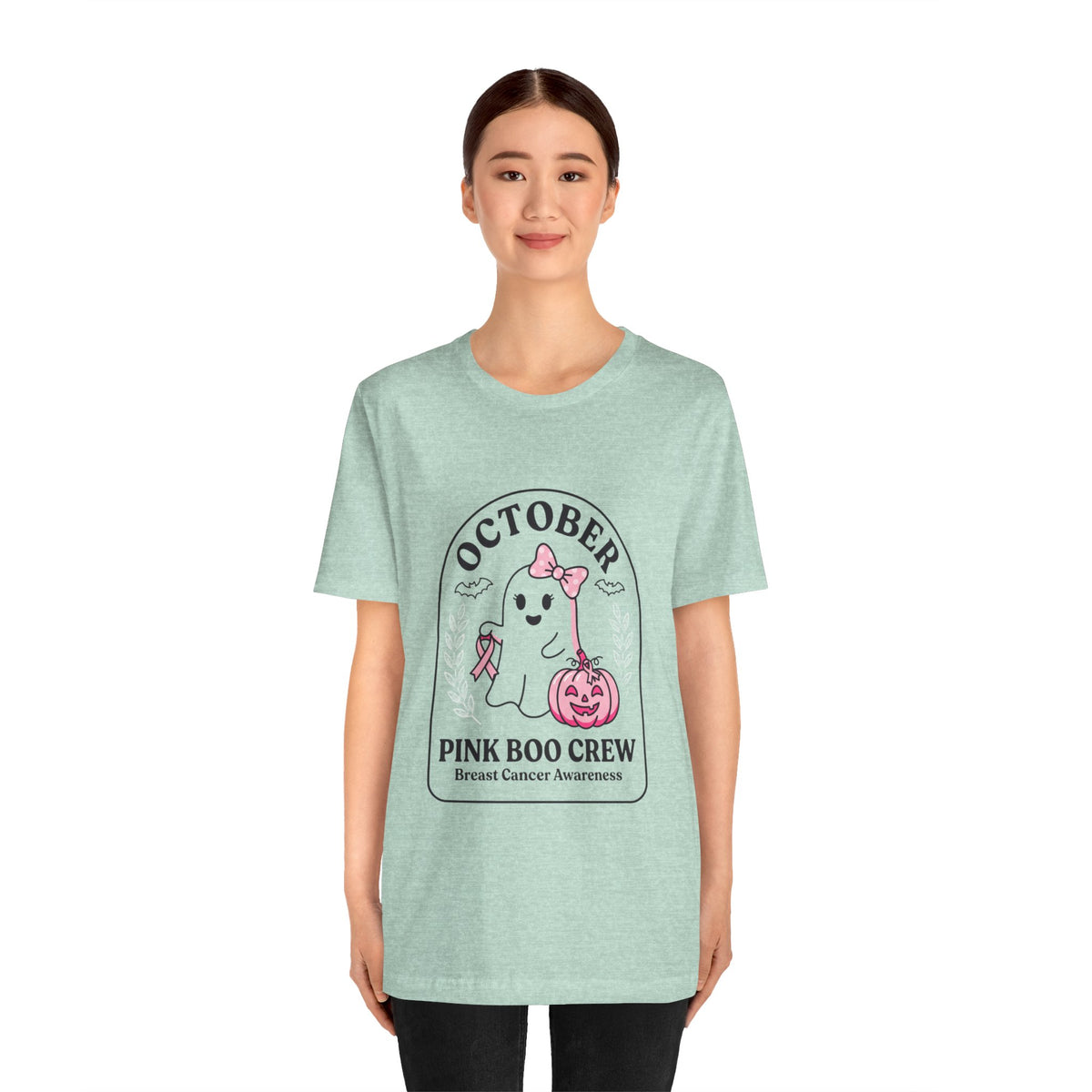 October Pink Boo Crew Tee — Breast Cancer Awareness Ghost T-Shirt