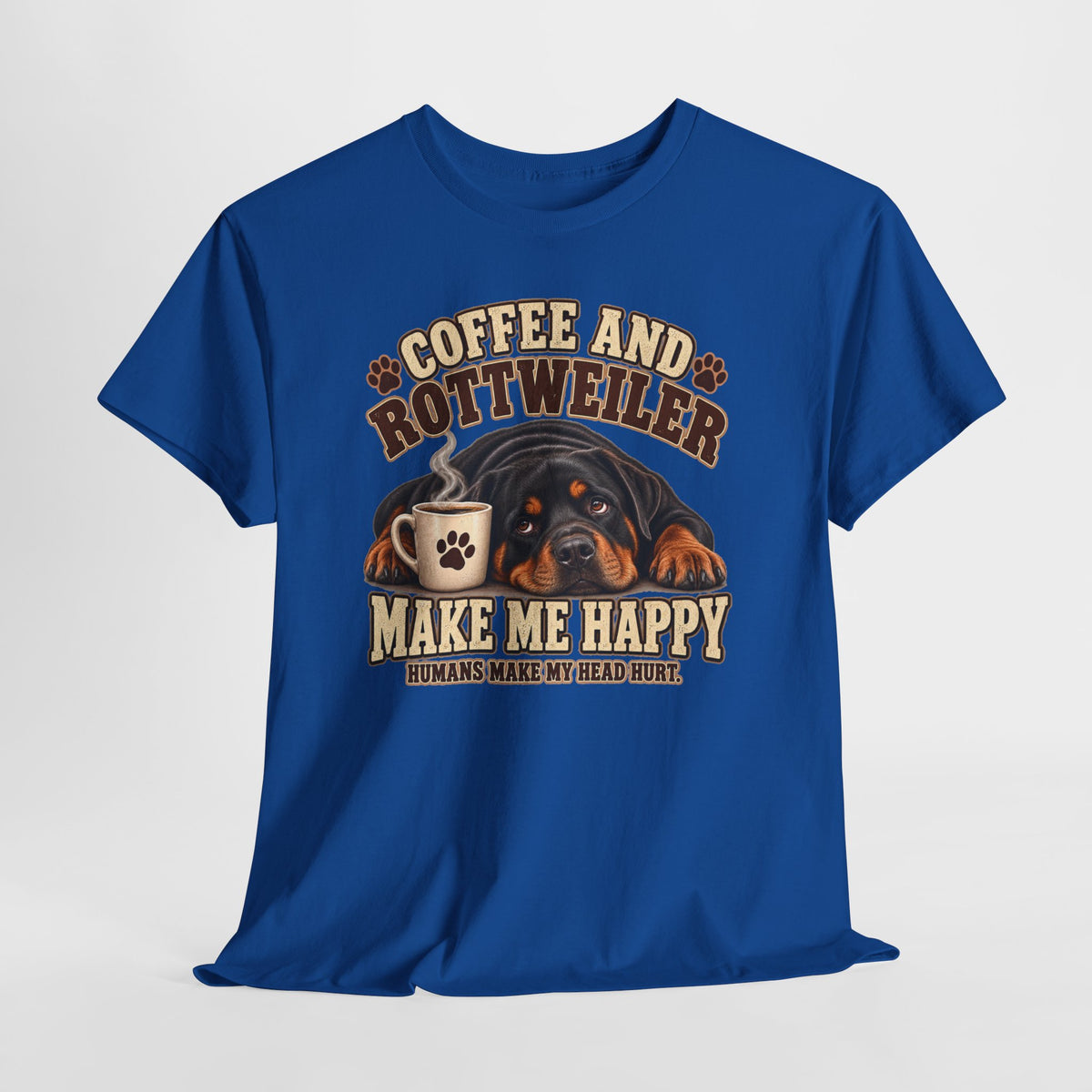 Coffee and Rottweiler Tee — "Coffee and Rottweiler Make Me Happy" Dog Lover Shirt