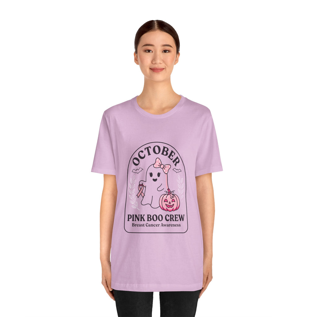October Pink Boo Crew Tee — Breast Cancer Awareness Ghost T-Shirt