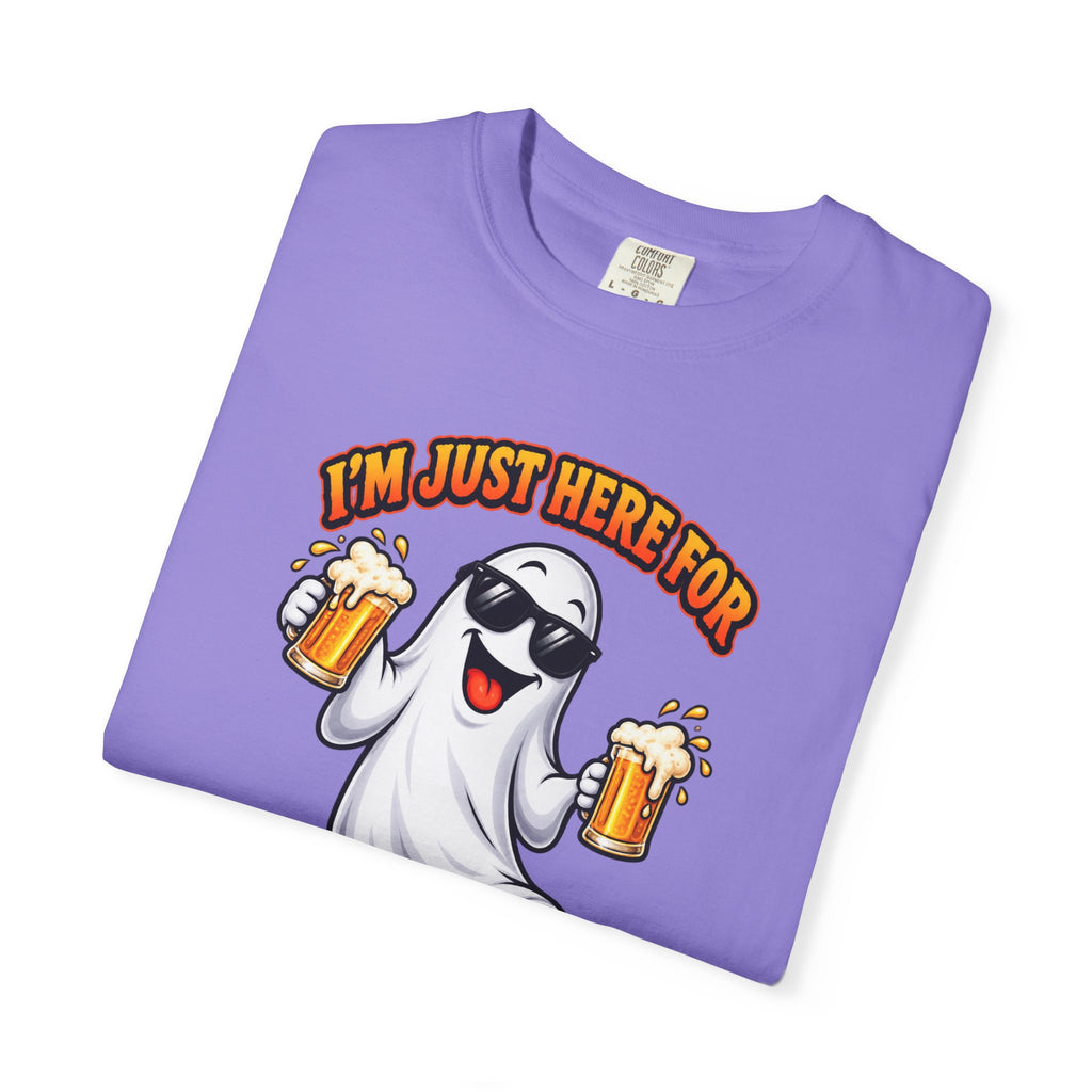 Halloween Beer Ghost T-Shirt - "I'm Just Here For The Boos" Party Tee