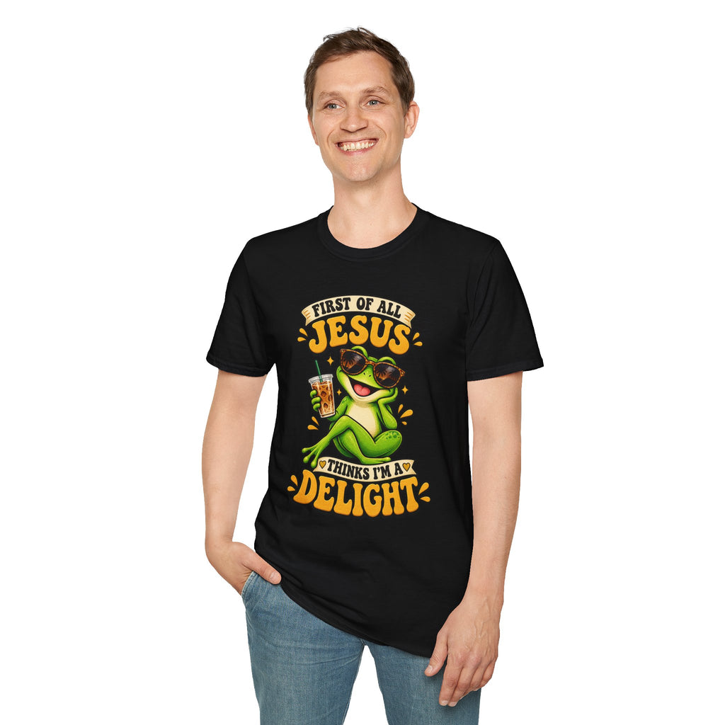 Jesus Frog T-Shirt — "First of All Jesus" Cute Frog Christian Tee
