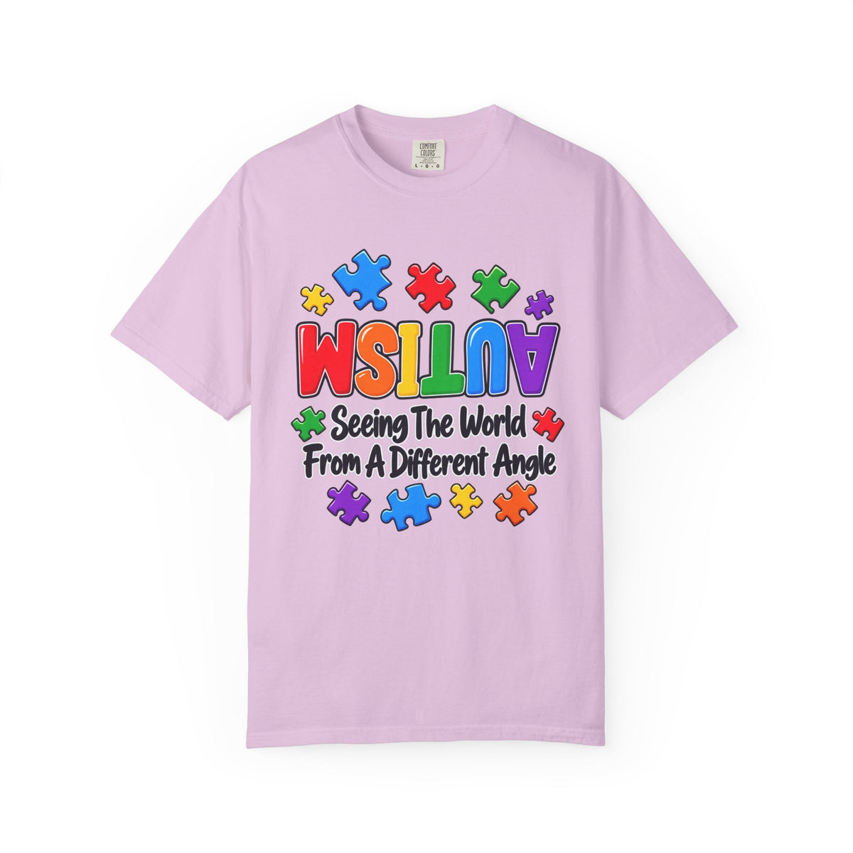 Autism Awareness T-Shirt — "Seeing the World From a Different Angle" Puzzle Design