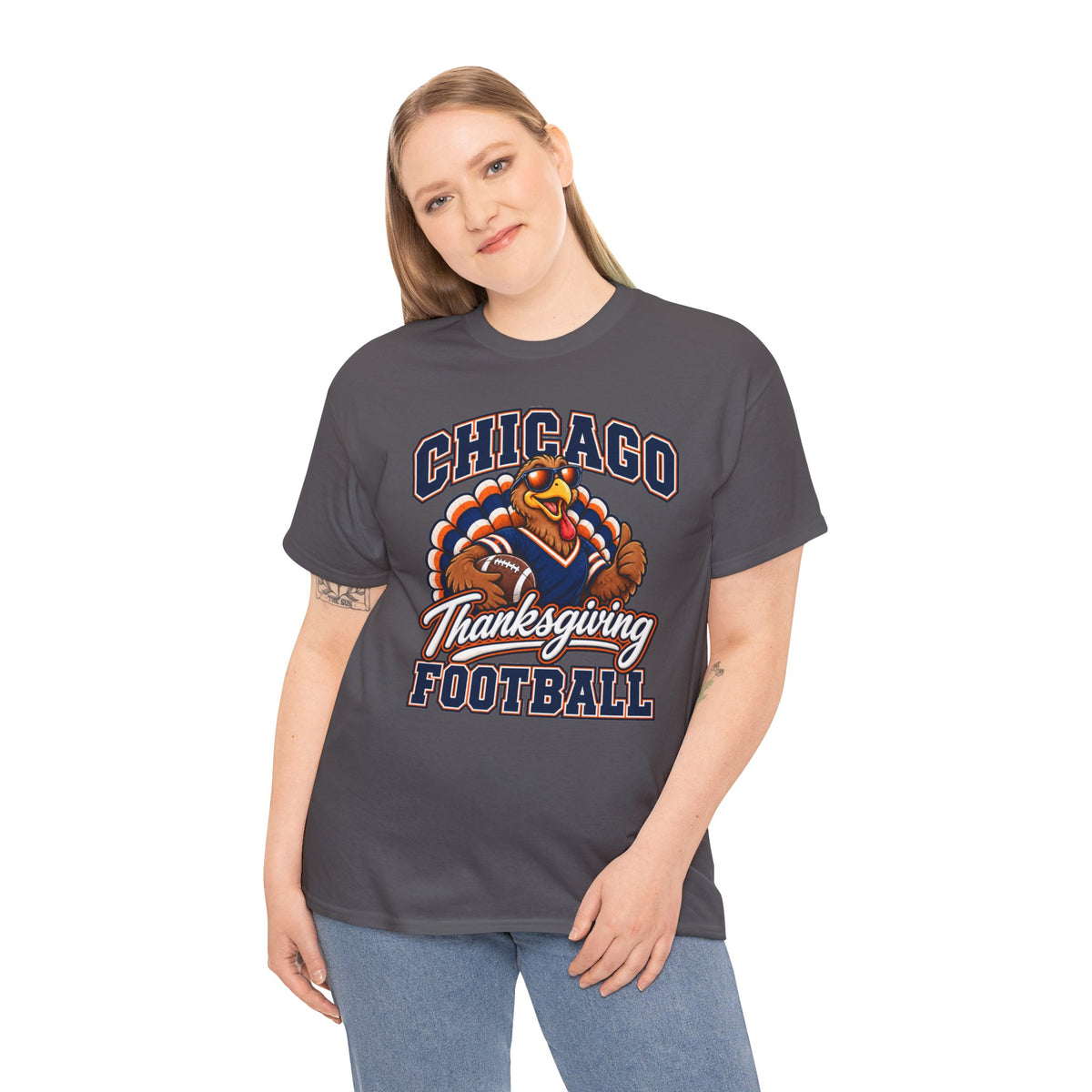 Chicago Thanksgiving Football T-Shirt — Turkey Mascot Game Day Tee