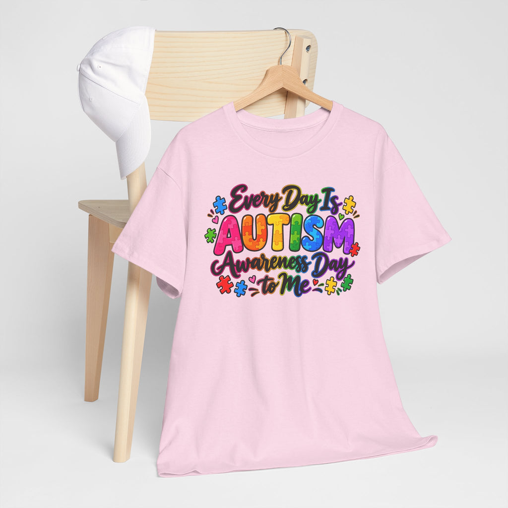 Autism Awareness T-Shirt — "Every Day Is Autism Awareness Day to Me" Colorful Puzzle Tee