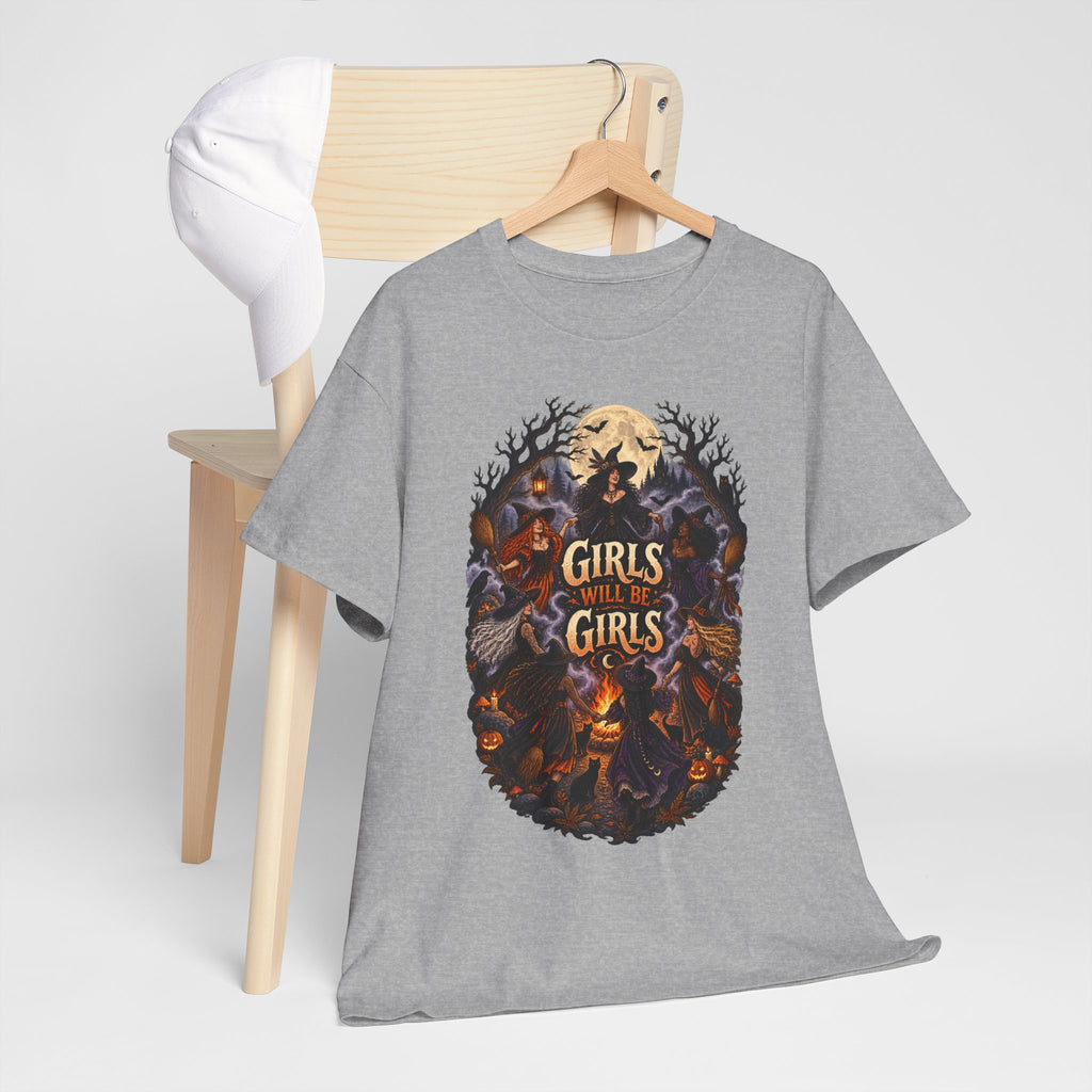 Girls Will Be Girls T-Shirt — Witchy Campfire Illustration Tee