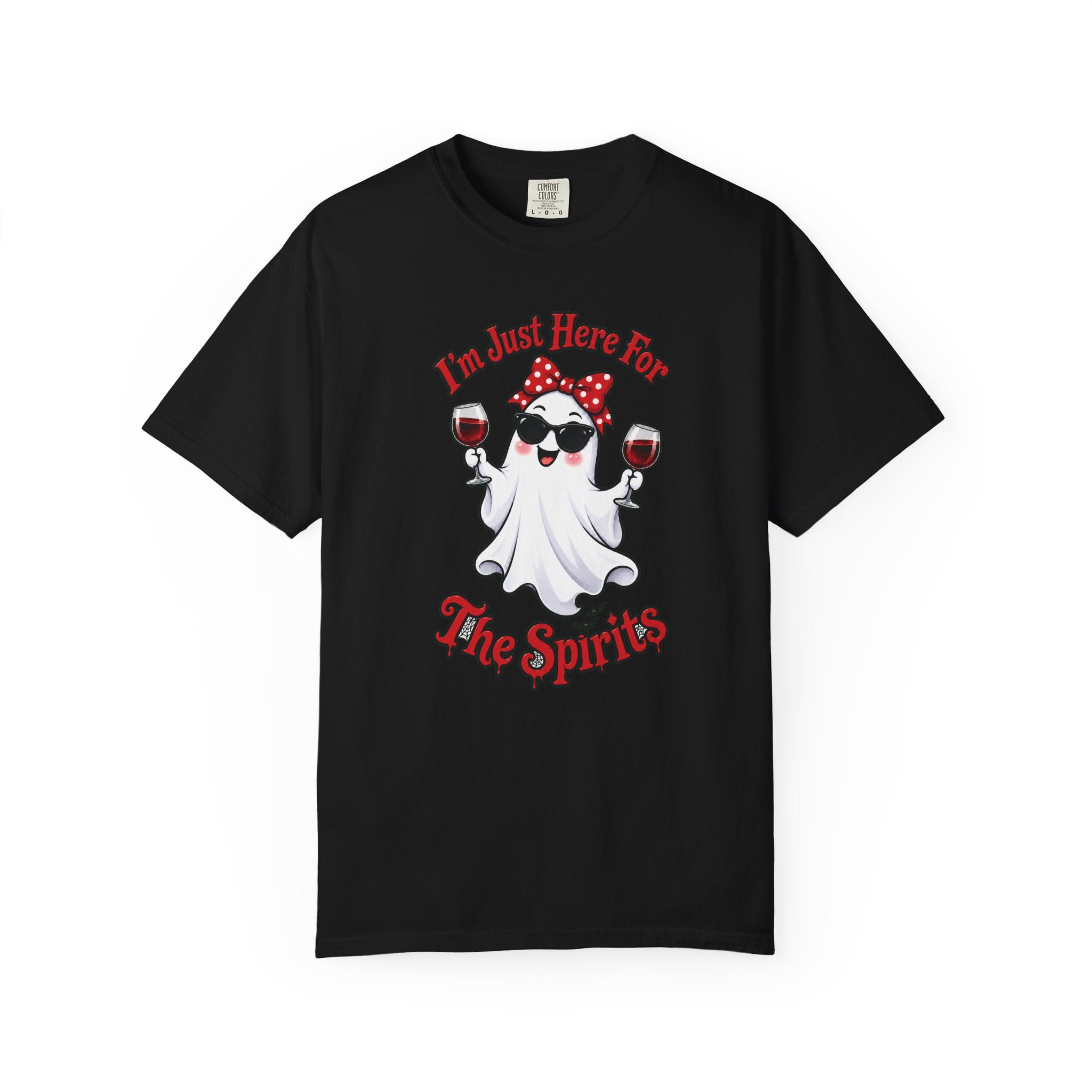 Wine Ghost T-Shirt — "I'm Just Here For The Spirits" Halloween Tee