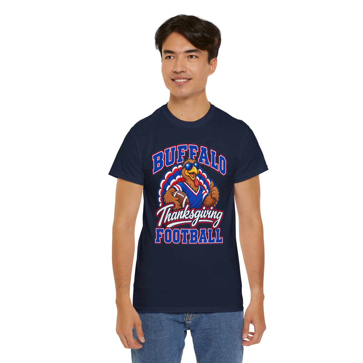 Buffalo Thanksgiving Football T-Shirt — Turkey Mascot Game Day Tee