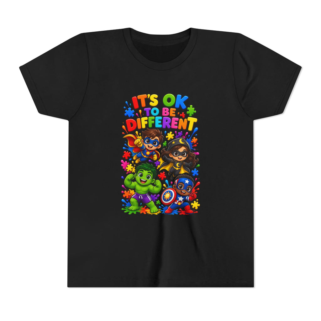 Kids T-Shirt — "It's OK to Be Different" Colorful Superhero Diversity Tee
