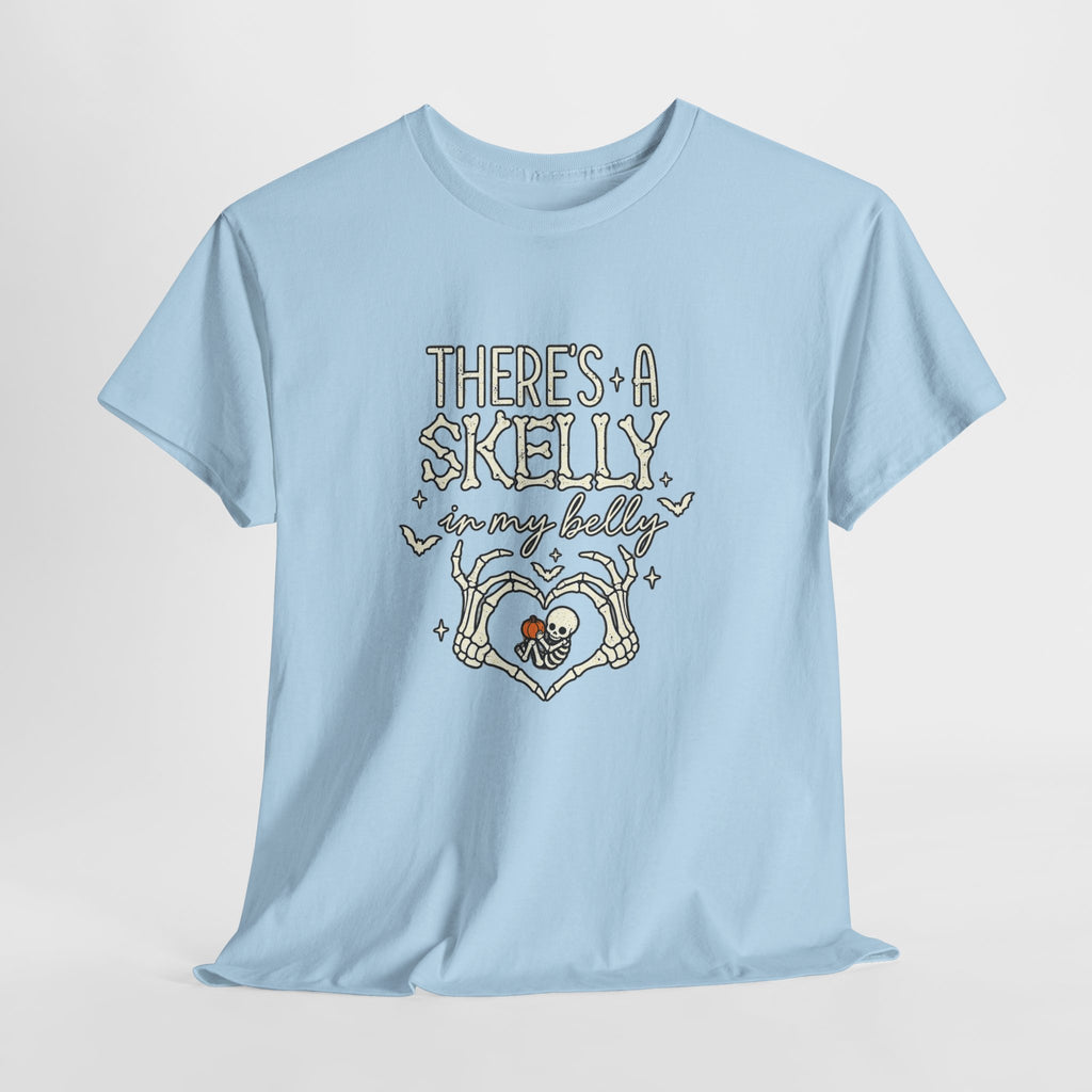 Skeleton Heart T‑Shirt — "There's a Skelly in My Belly" Cute Halloween Tee