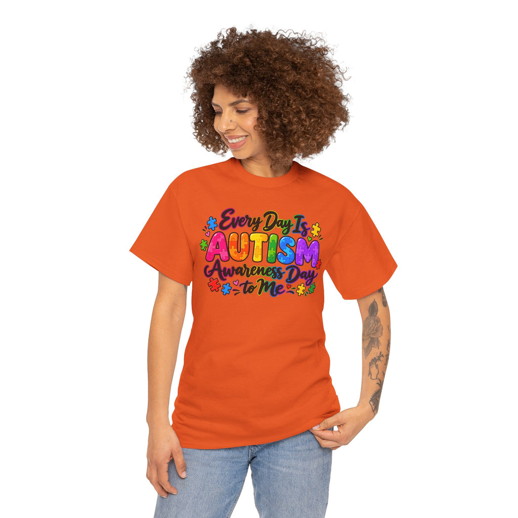 Autism Awareness T-Shirt — "Every Day Is Autism Awareness Day to Me" Colorful Puzzle Tee