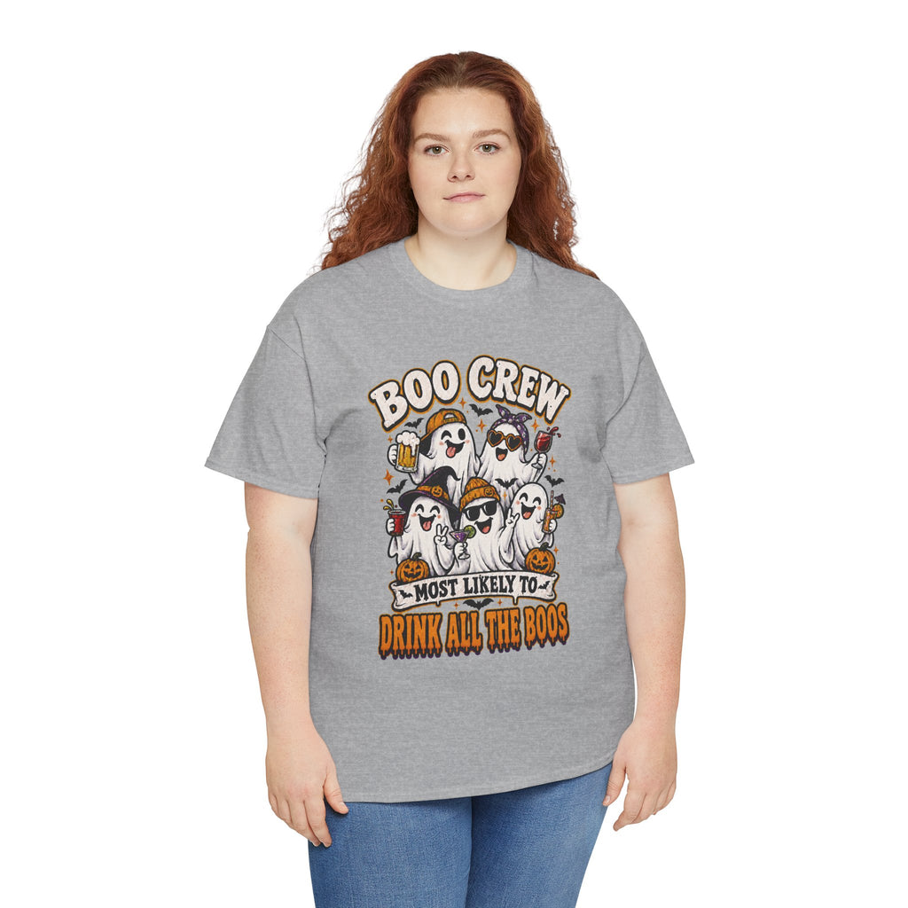 Boo Crew Halloween Tee — “Most Likely To Drink All The Boos” Ghost Party Shirt