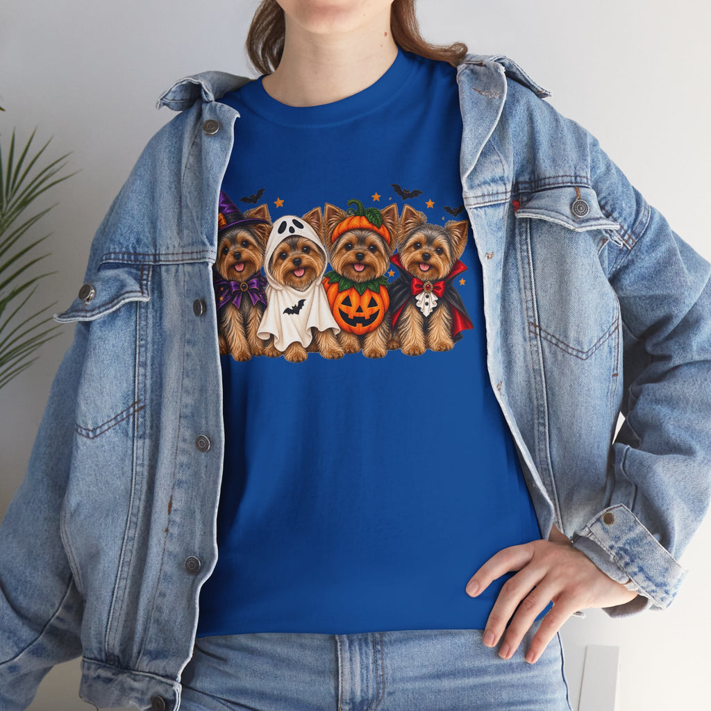 Halloween Yorkie T-Shirt — Cute Yorkies in Costumes (Pumpkin, Ghost, Witch, Vampire)