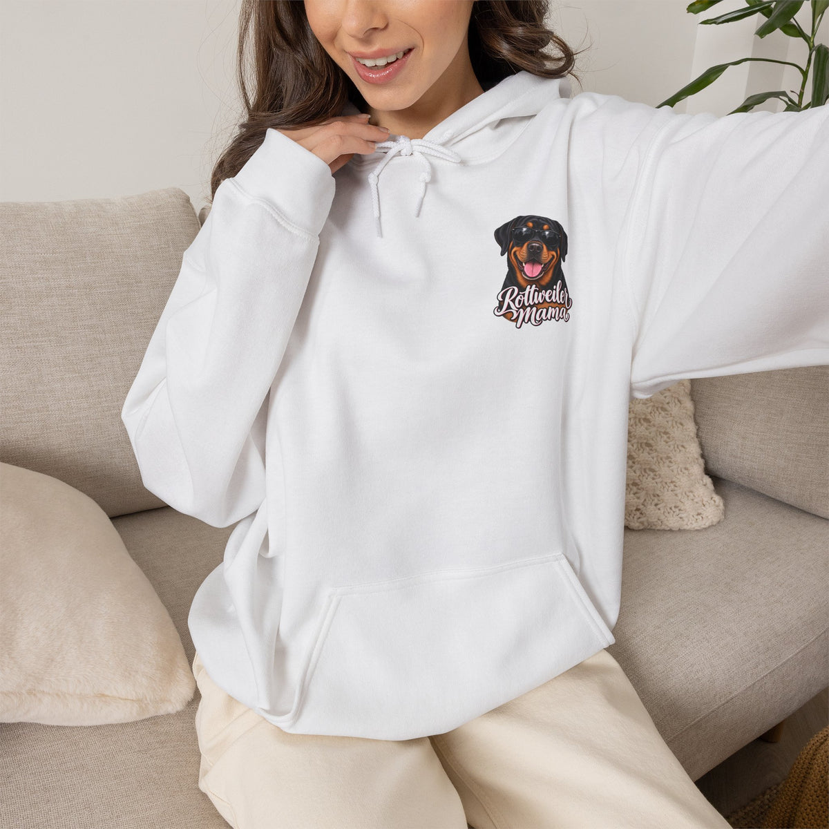 Rottweiler Mama Hoodie — Cute Rottie Portrait Pullover for Dog Moms