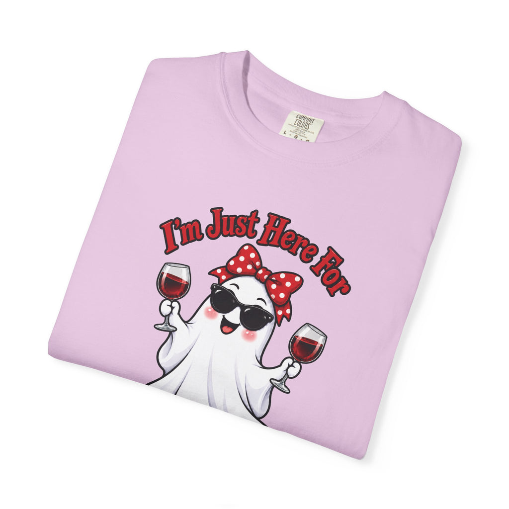 Wine Ghost T-Shirt — "I'm Just Here For The Spirits" Halloween Tee