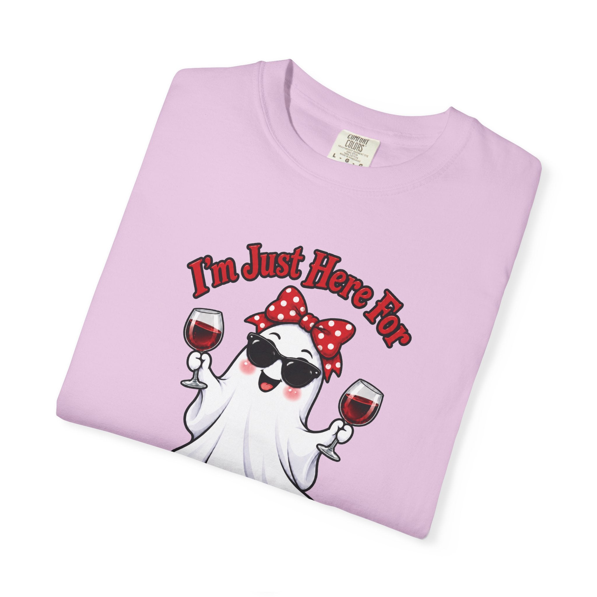 Wine Ghost T-Shirt — "I'm Just Here For The Spirits" Halloween Tee