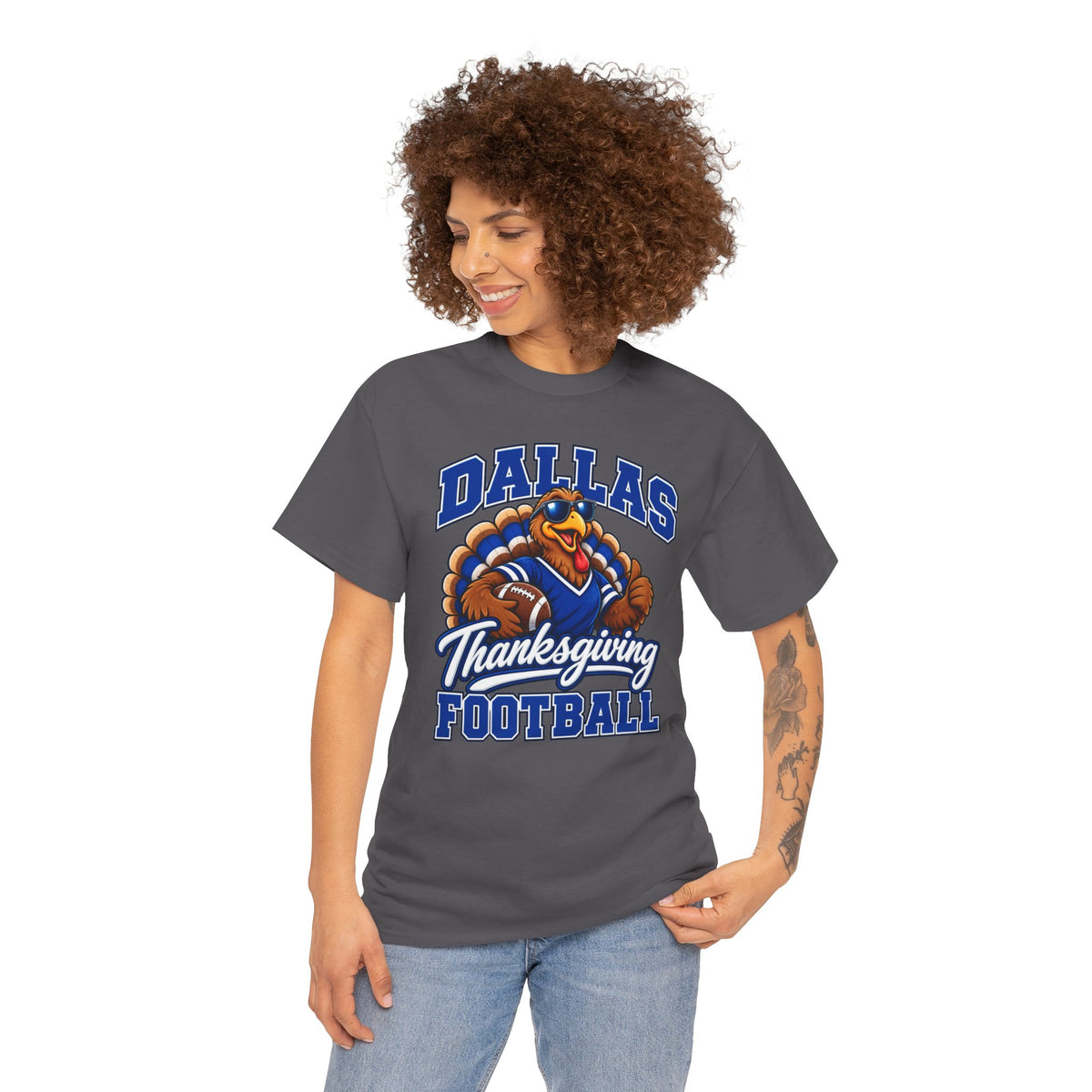 Dallas Thanksgiving Football T-Shirt — Turkey Mascot Game Day Tee
