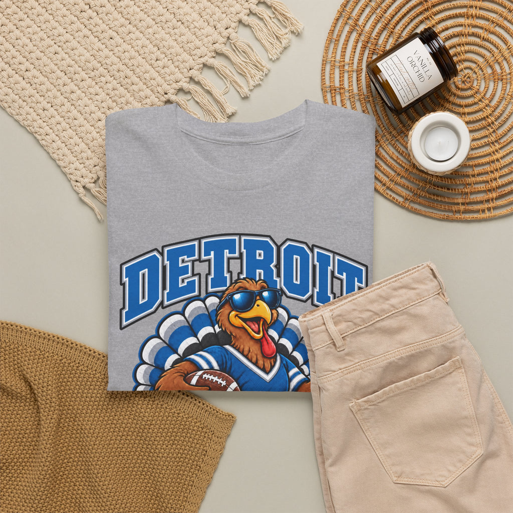 Detroit Thanksgiving Football Tee — Turkey Mascot Game Day Shirt