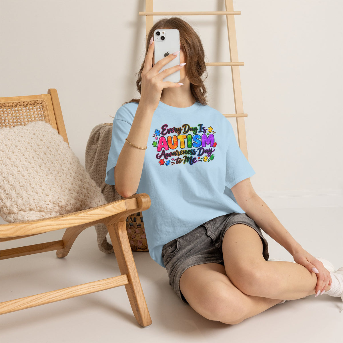 Autism Awareness T-Shirt — "Every Day Is Autism Awareness Day to Me" Colorful Puzzle Tee