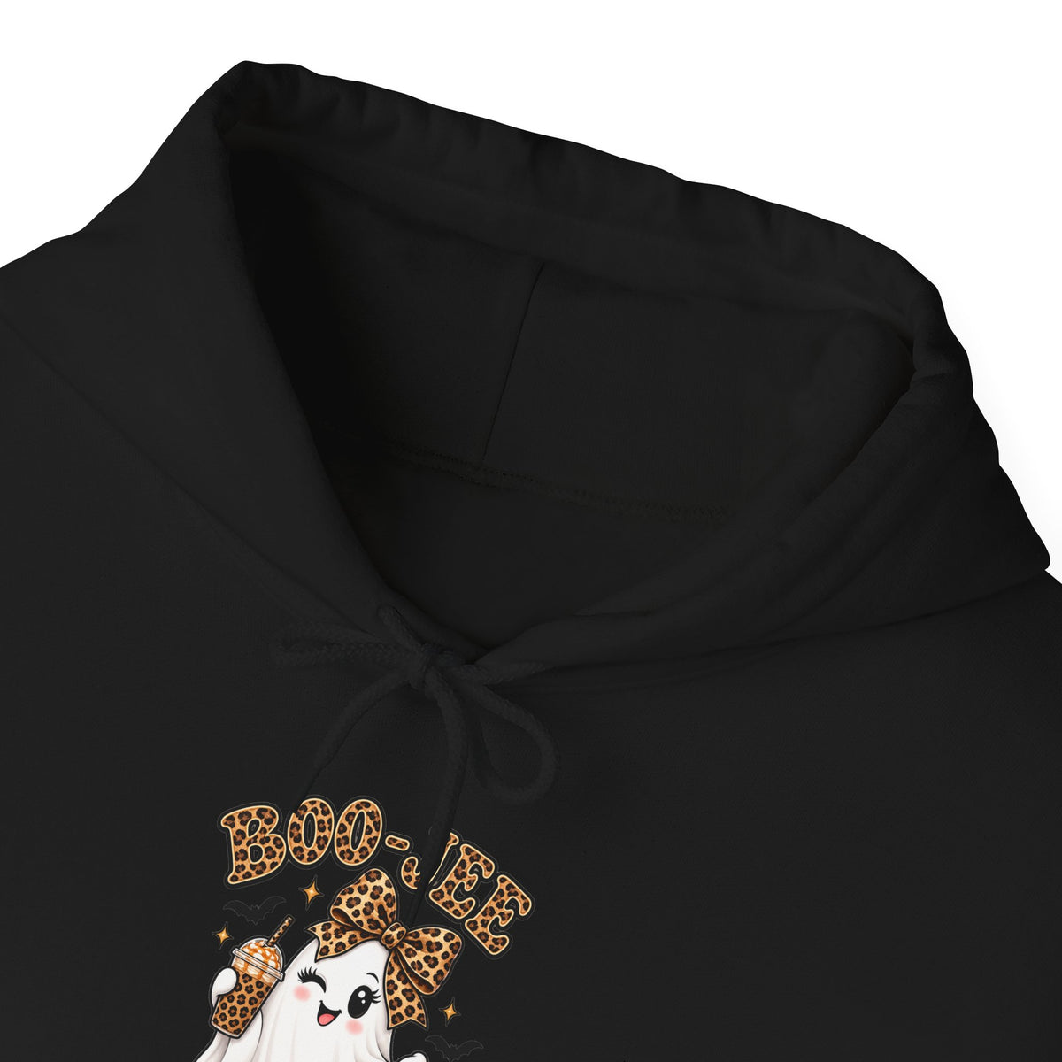 Leopard Bow Ghost Hoodie — Cute Halloween Pumpkin Sweatshirt