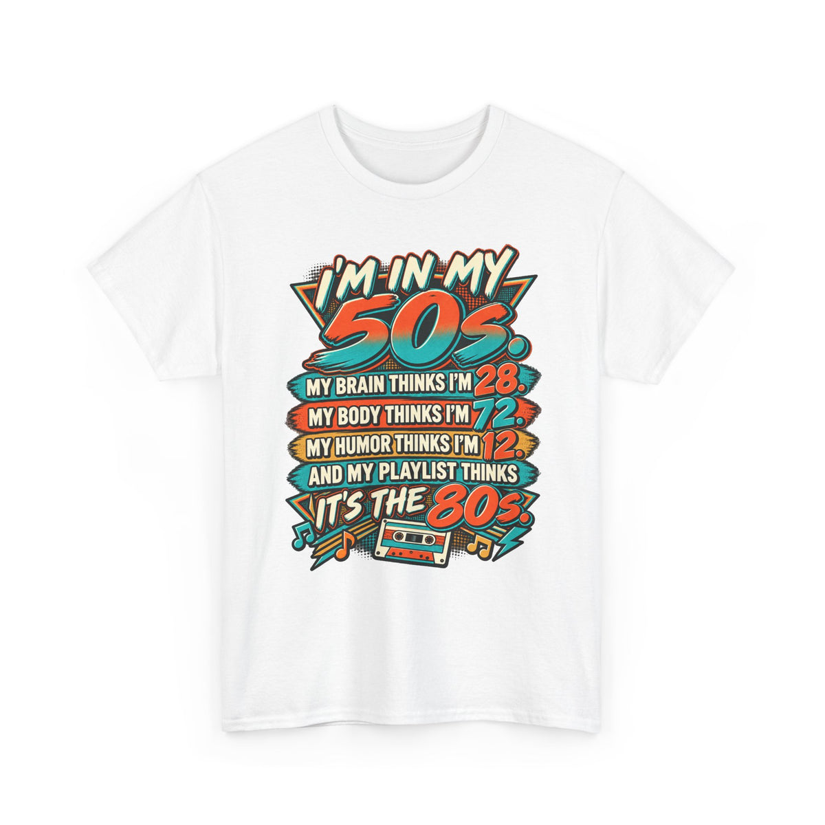 Retro 50s Birthday T‑Shirt — "I'm in My 50s" 80s Playlist Cassette Tee