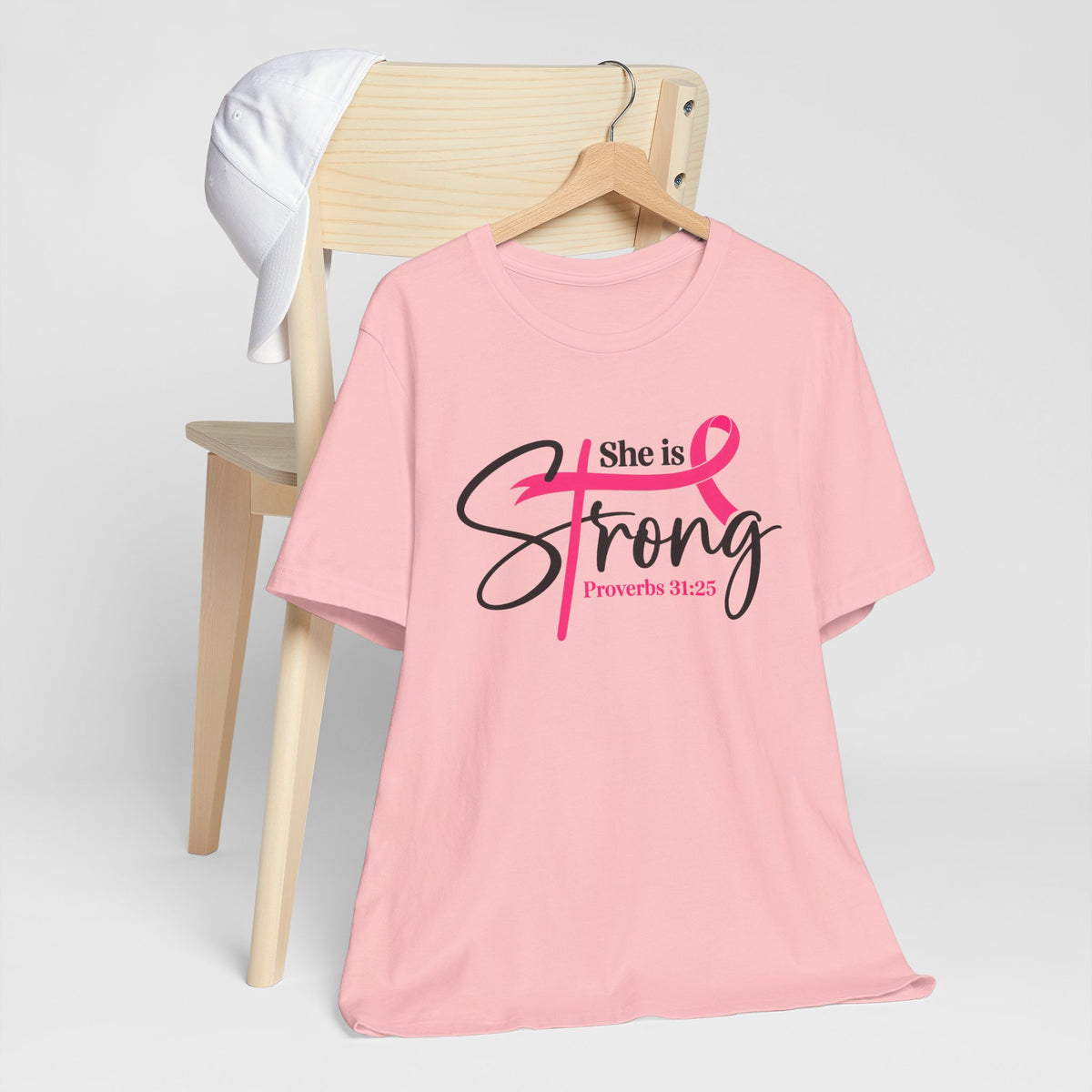 She Is Strong Breast Cancer Awareness Tee — "She is Strong" Proverbs 31:25