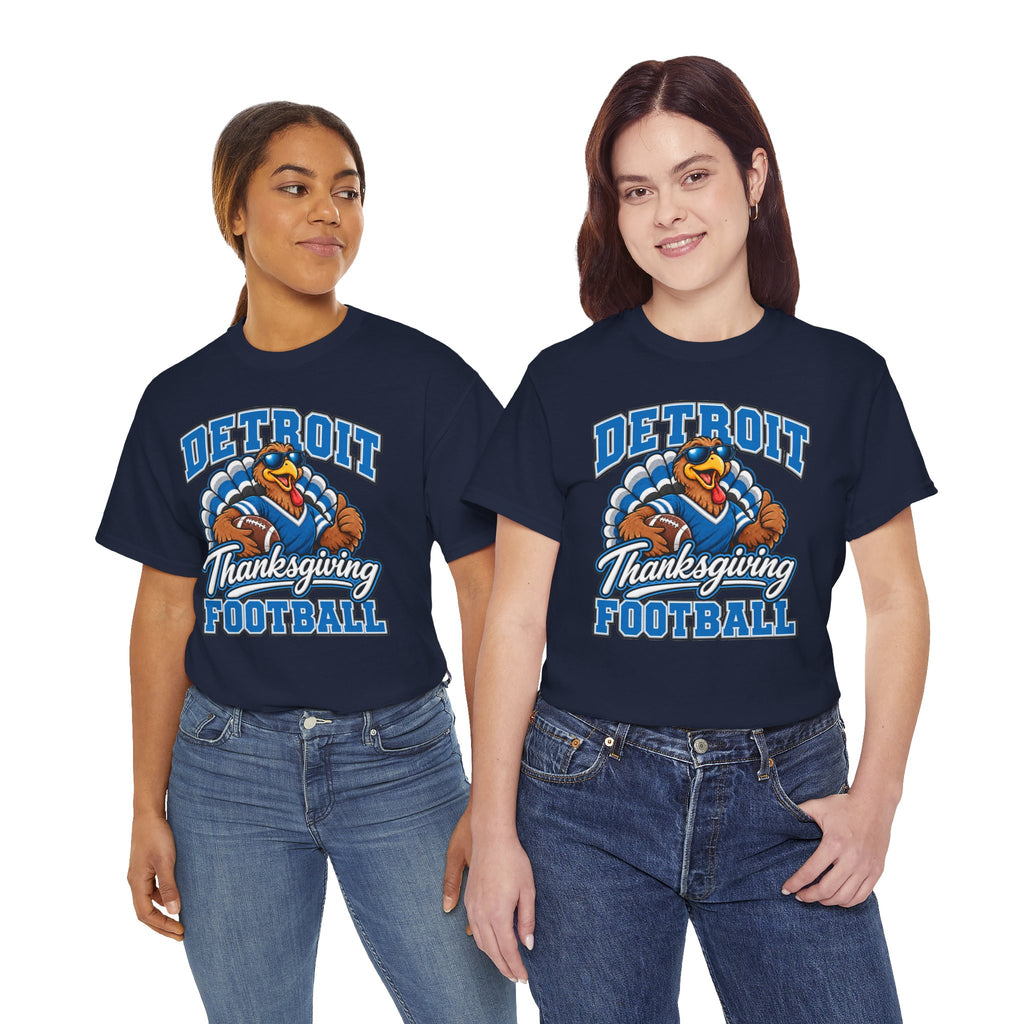 Detroit Thanksgiving Football Tee — Turkey Mascot Game Day Shirt