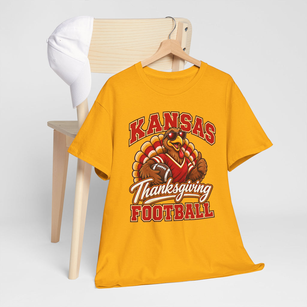 Kansas Thanksgiving Football T‑Shirt — Turkey Mascot Holiday Game Tee