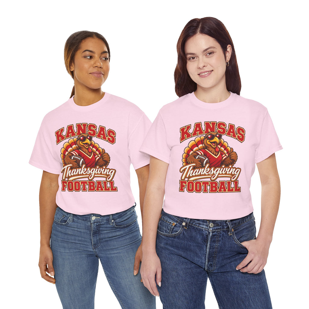 Kansas Thanksgiving Football T‑Shirt — Turkey Mascot Holiday Game Tee