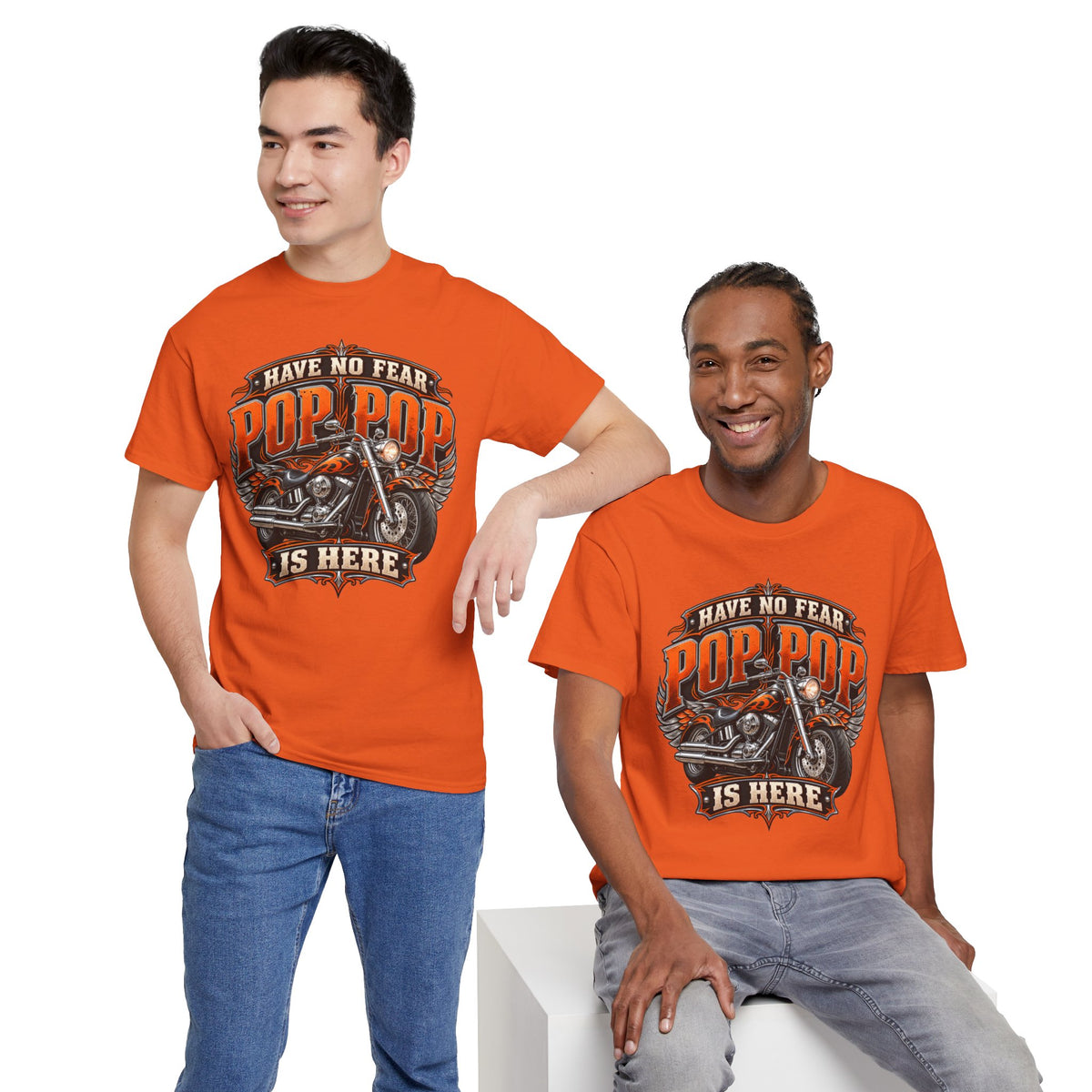 Pop Pop Is Here Motorcycle Dad T-Shirt