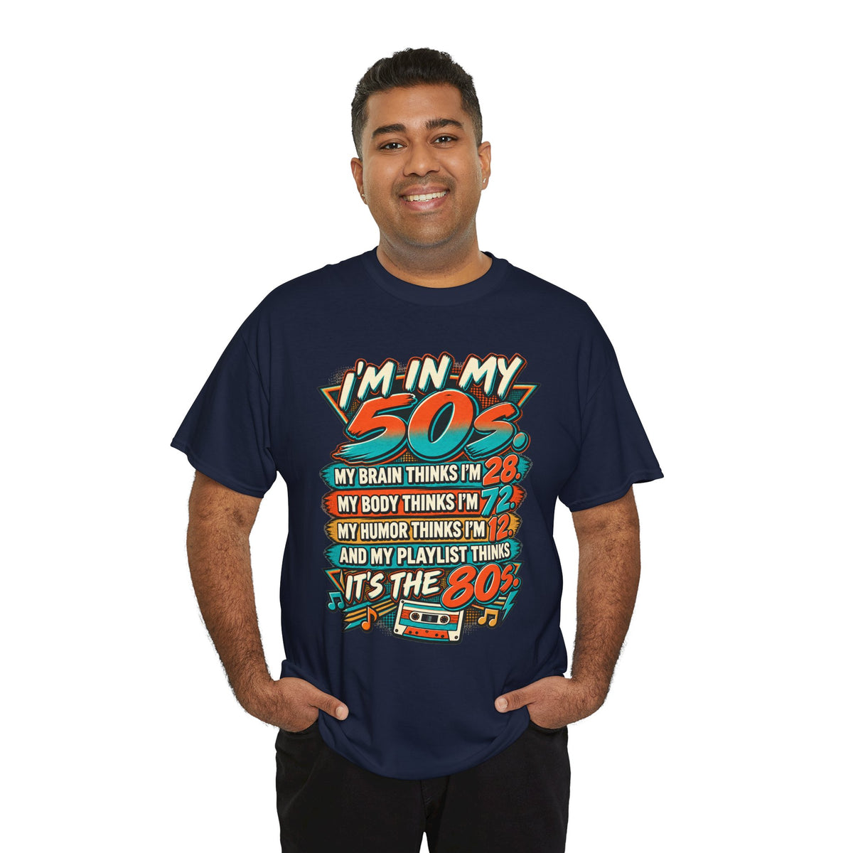 Retro 50s Birthday T‑Shirt — "I'm in My 50s" 80s Playlist Cassette Tee