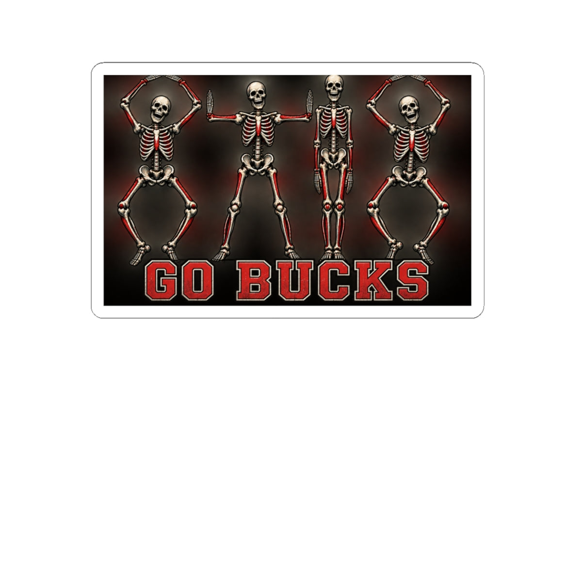Go Bucks Skeleton Dance Sticker — Halloween Sports Fan Decal
