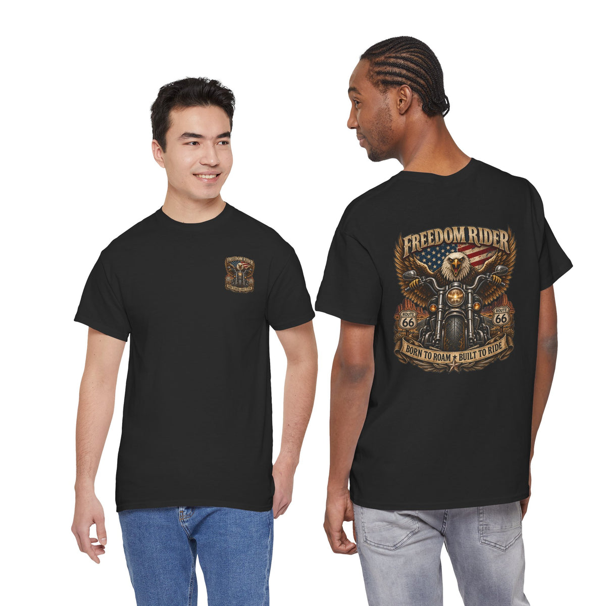 Freedom Rider Motorcycle T‑Shirt — Born to Roam Vintage Biker Tee