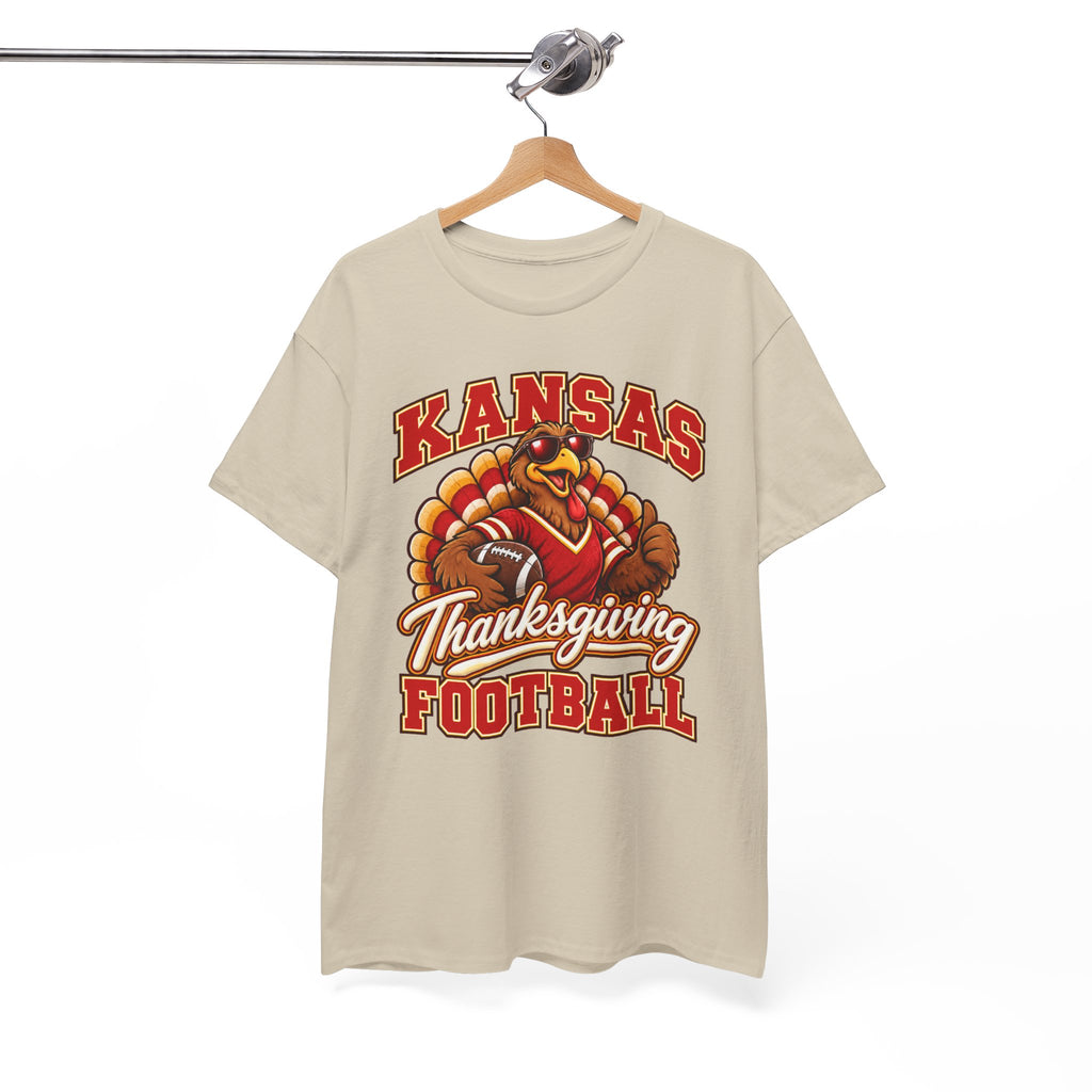 Kansas Thanksgiving Football T‑Shirt — Turkey Mascot Holiday Game Tee