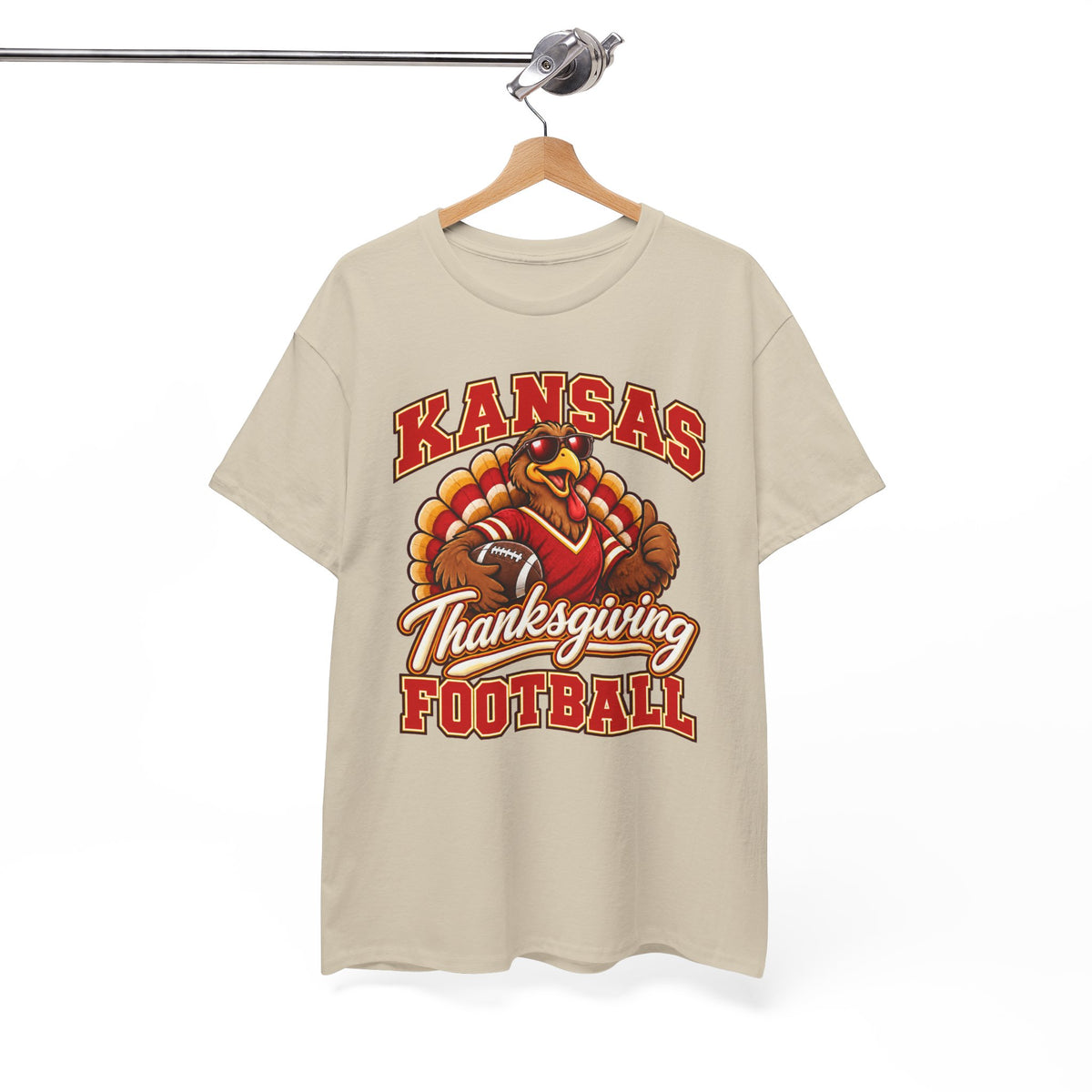 Kansas Thanksgiving Football T‑Shirt — Turkey Mascot Holiday Game Tee