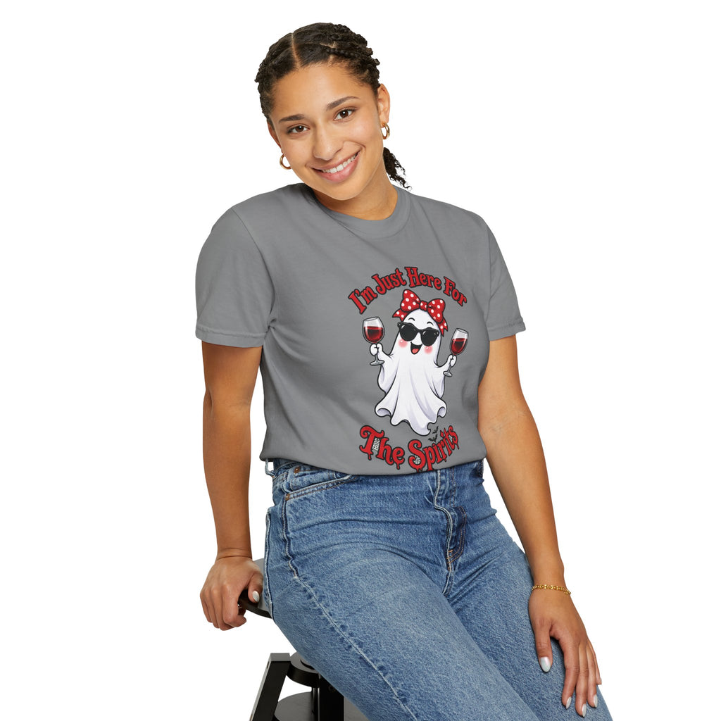 Wine Ghost T-Shirt — "I'm Just Here For The Spirits" Halloween Tee