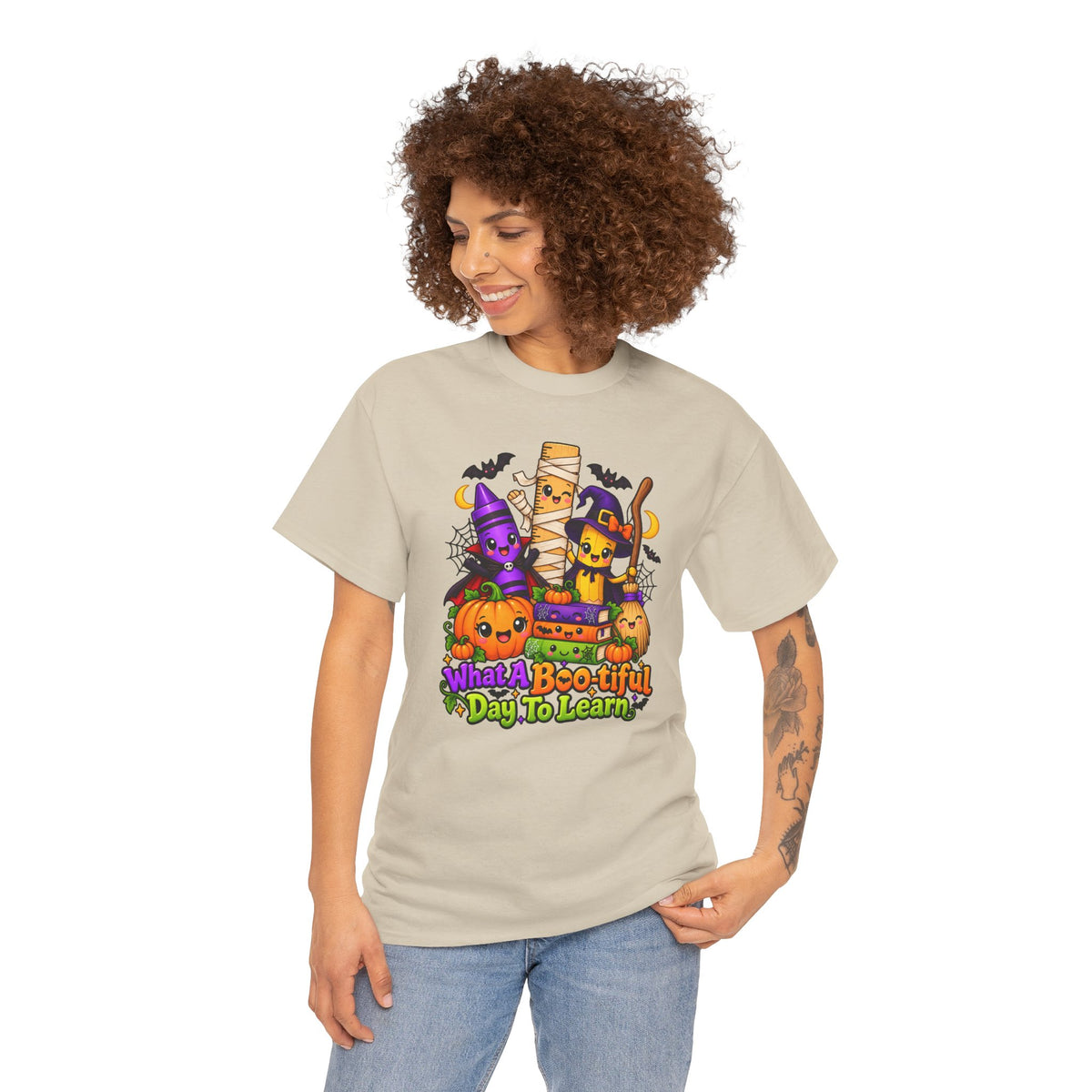 Halloween Teacher Tee — "What A Boo-tiful Day To Learn" Kids' Classroom Shirt