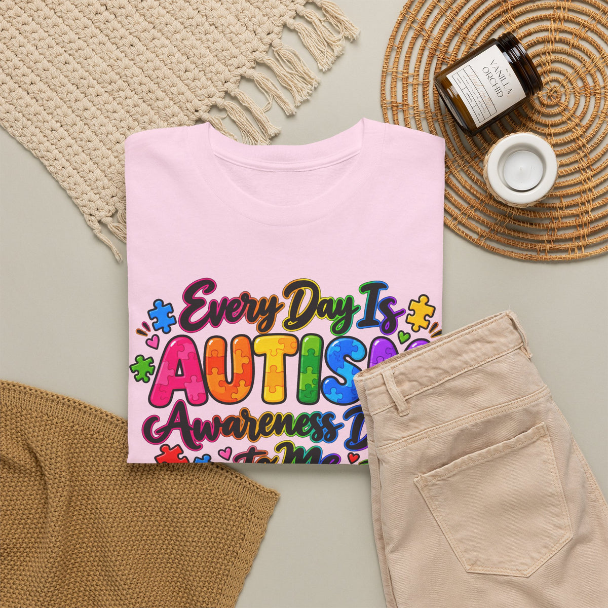 Autism Awareness T-Shirt — "Every Day Is Autism Awareness Day to Me" Colorful Puzzle Tee