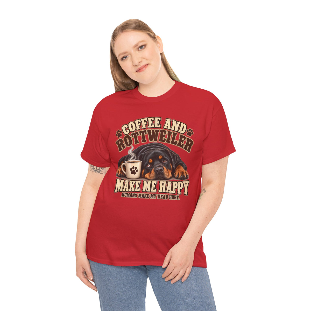 Coffee and Rottweiler Tee — "Coffee and Rottweiler Make Me Happy" Dog Lover Shirt